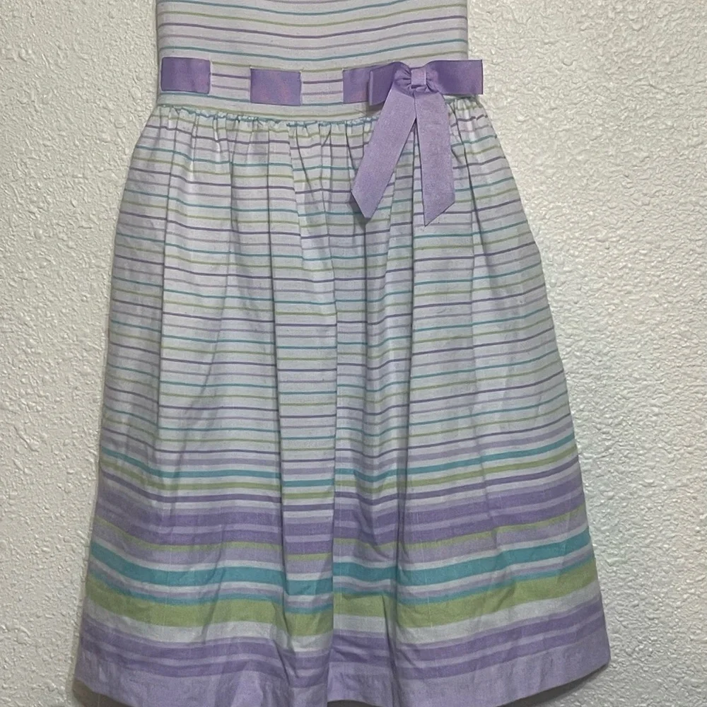 Bonnie Jean Striped Purple and Green girls dress size 14